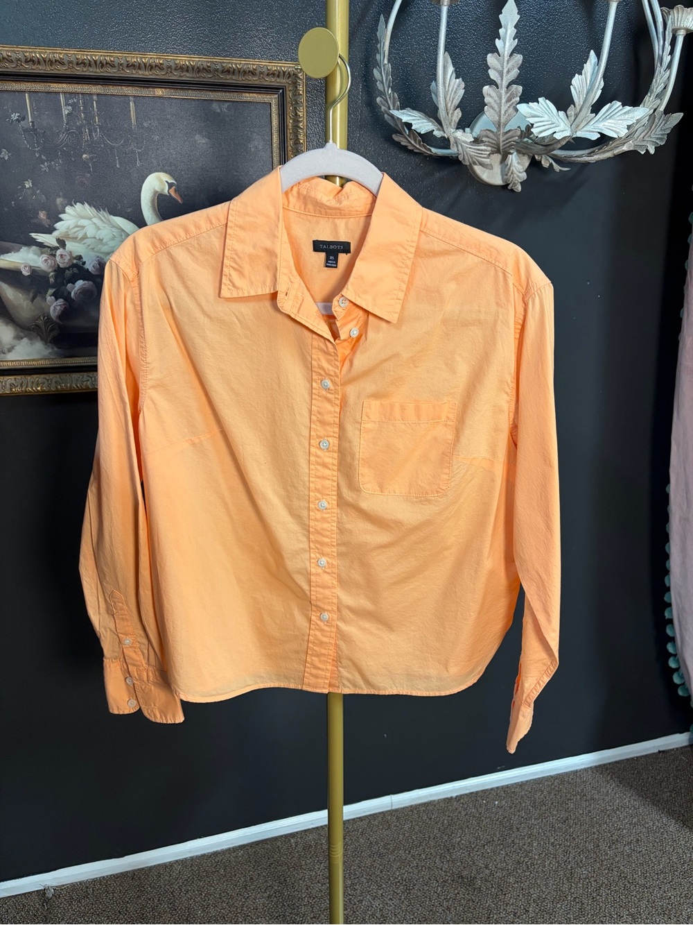 Talbots Lightweight Button-Up Shirt in Orange